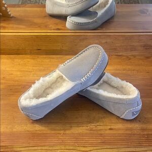 UGG Gray Suede Slippers with Plush Lining